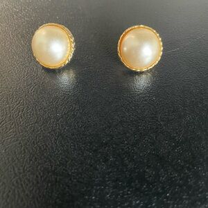 Vintage Gold and Faux Pearl Statement Earrings